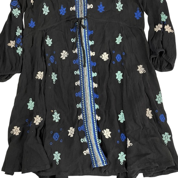 Free People Stargazer Embroidered Black Tunic Mini Dress - Picture 8 of 15